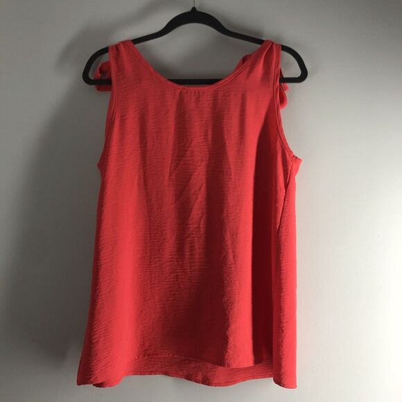 Jodifl Womens Size Medium Coral Pink Blouse Tie Strap Tank Crinkle Fabric Flowy - Picture 8 of 12